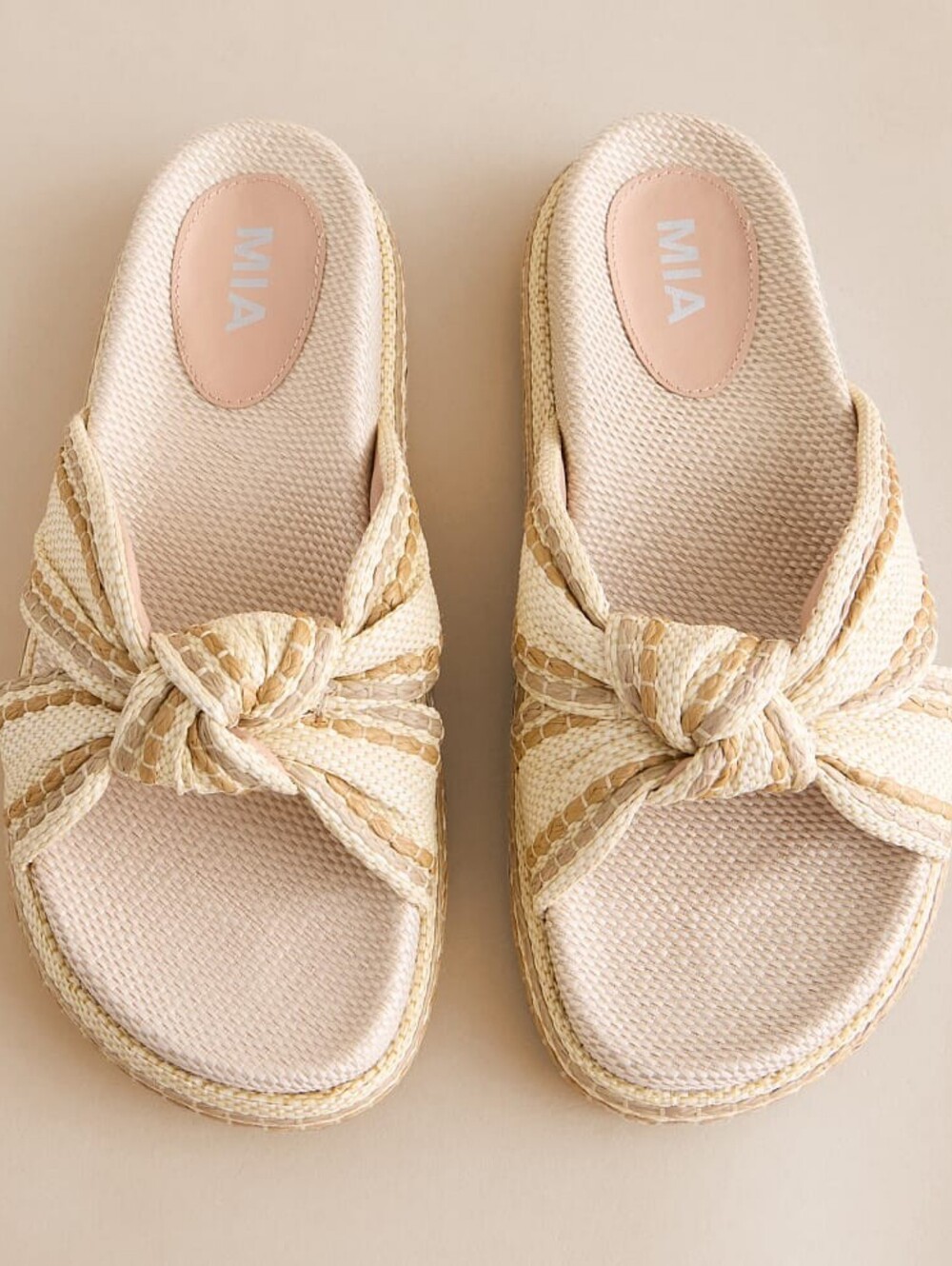 MIA | Giade Raffia Slip-On Sandals, Natural - Picture 1 of 5